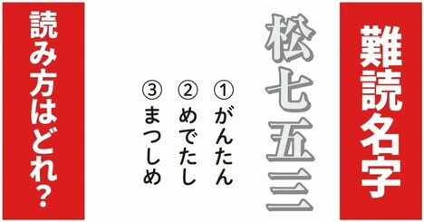 【難読名字】「松七五三」が読めますか？「七五三」の意味がわかるとスッキリ読める！