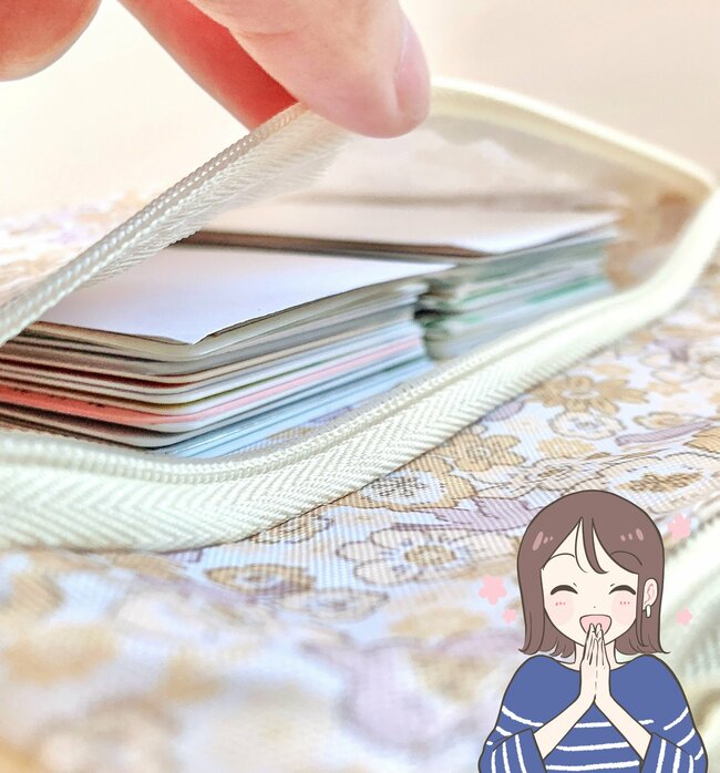 おくすり手帳と診察券50枚がスッキリ！セリアで見つけた「仕分けポーチ」が通院グッズ入れにピッタリだった！《購入レビュー》