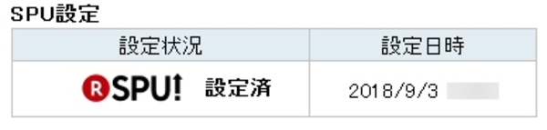 楽天証券の画面を確認すると「SPU設定済」になっていた