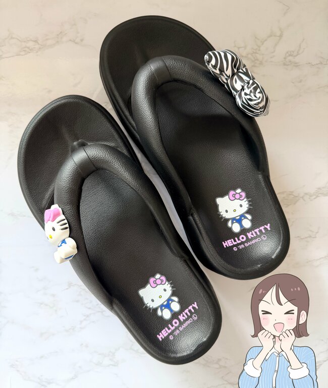 かわいすぎて慌ててカゴに入れた…!しまむら×サンリオの「キティちゃんの大人サンダル」ふかふかで弾むような歩き心地!《購入レビュー》