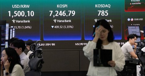 狂乱の韓国株、時価総額400兆円吹き飛ぶ