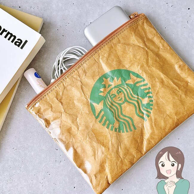 通院セットがまるっと入った！スターバックスの“紙袋みたいなポーチ”お薬が80錠も入るし、デザインが可愛すぎる！《購入レビュー》
