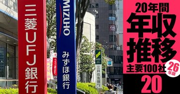 【三菱UFJ・三井住友FG・みずほ・三井住友トラスト・りそな】年収の浮沈で「損をした世代」は？MUFG・三井住友はOB優位、残る3社は現役が勝ち組《20年間の年収推移を5世代別に独自試算・2026年版》