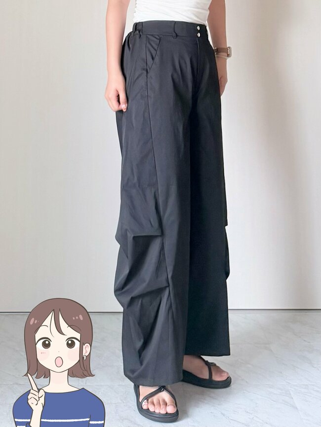 【しまむら】360度どこから見てもオシャレ！1969円の「楽ちんワイドパンツ」生地のクシュッと感が可愛すぎる！《購入レビュー》