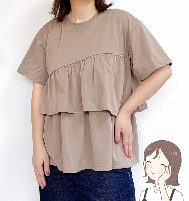 【ワークマン】すぽんと着るだけで可愛い…！1500円の「ふんわりトップス」体型カバーできるし、UVカット付きで天才だよ！《購入レビュー》