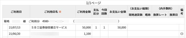 「三井住友カード」の利用履歴