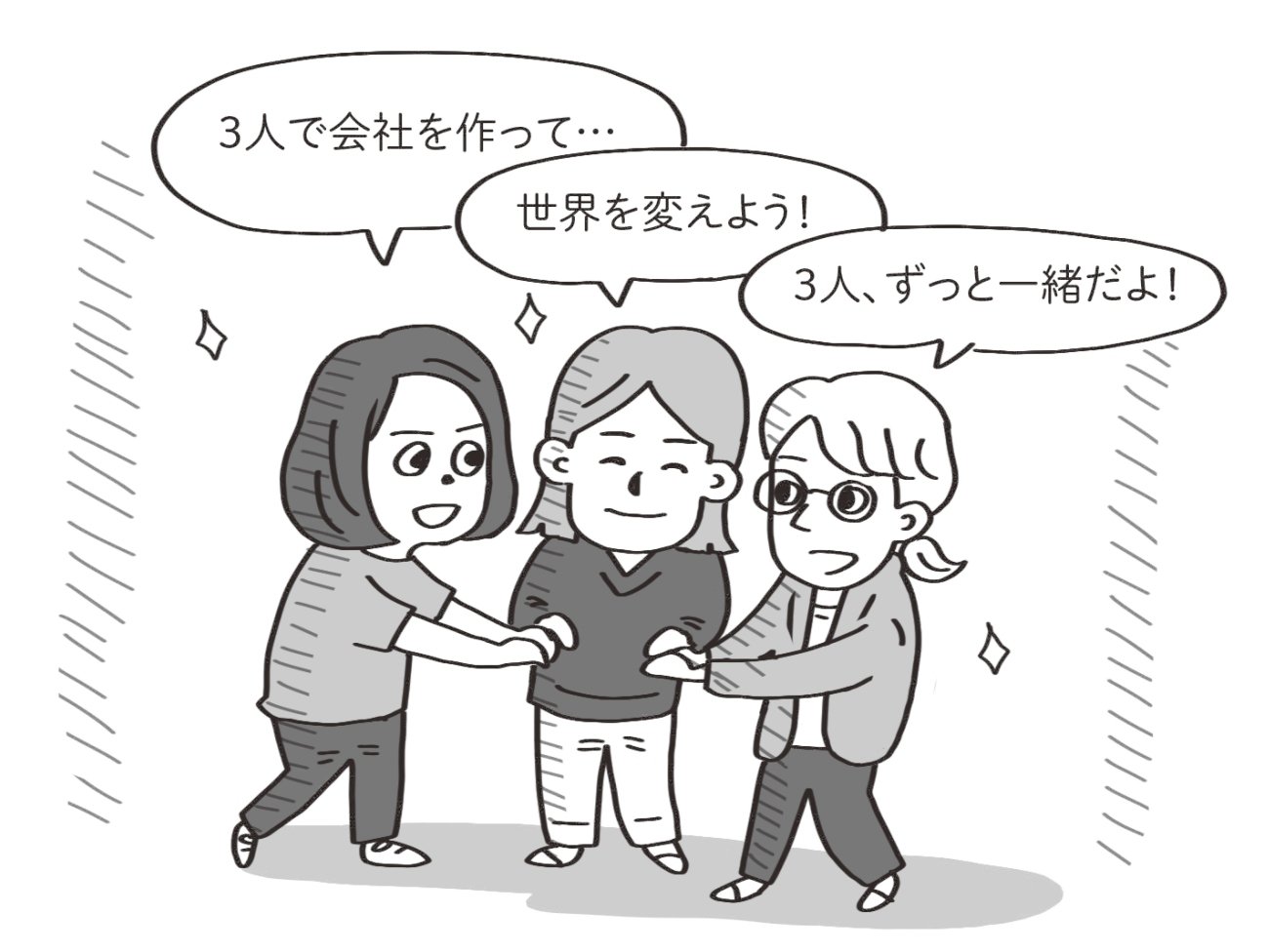 創業したころの3人
