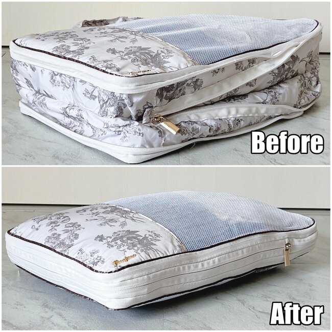 旅行カバンがスッキリした…！フランフランの“圧縮できるバッグ”2泊3日分の服がコンパクトにまとまるの！「荷物がかさばらない」「可愛くてテンションが上がる」