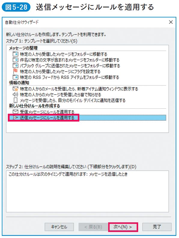 送信メッセージにルールを適用する
