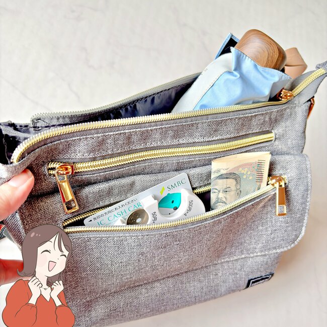 もうポーチいらないかも…！しまむらの「ポケットいっぱいバッグ」収納力が異次元すぎる！お財布がわりにも使えて便利！