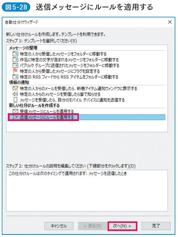 送信メッセージにルールを適用する