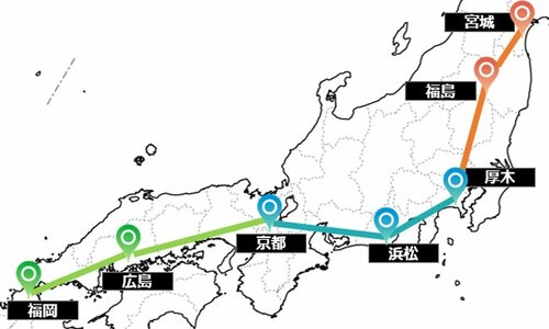 図表1：スタート当初の幹線輸送の提供区間