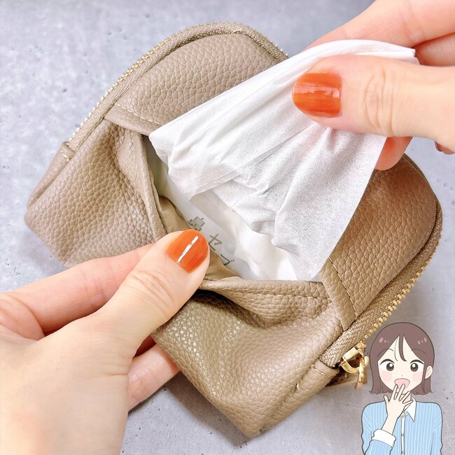 【3COINS】カードが60枚も入った！ガバッと開く「ぺたんこポーチ」小物をスッキリ持ち歩けて大助かり！《購入レビュー》