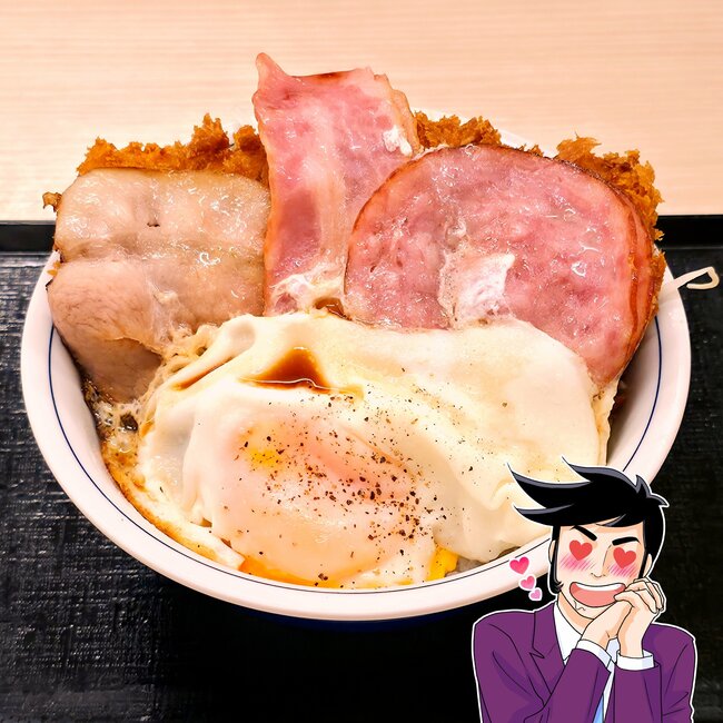 「もはやカツ丼ではない」「すごいビジュアル」かつやの“欲望どんぶり”わんぱくすぎてビックリした…！「足せばいいと思ってるんだよな」