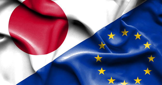 日本と欧州連合の国旗