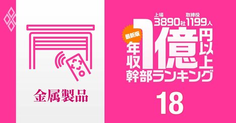 【金属製品14人】1億円以上稼ぐ取締役・実名年収ランキング！トップ3を独占した「住宅設備メーカー」とは？ニッパツ、リンナイ、LIXILの幹部の報酬はいくら？