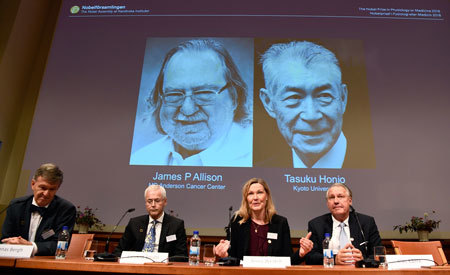 ノーベル医学・生理学賞を受賞した本庶佑教授