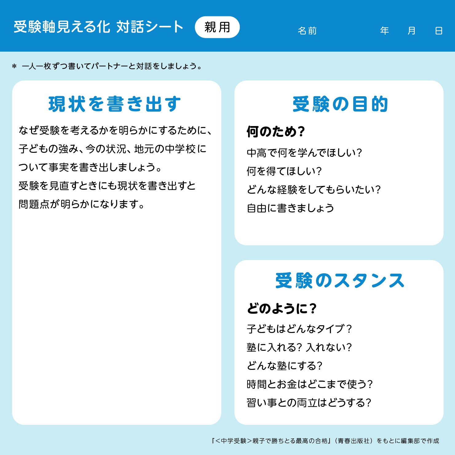 受験軸見える化 対話シート【親用】