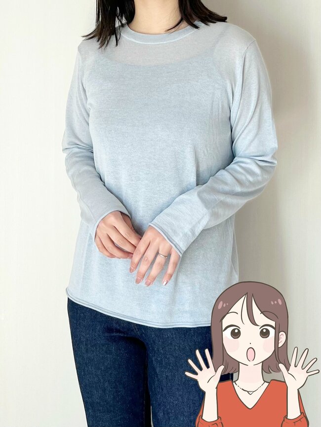絶妙な透け感がたまらない！無印良品の「ふんわりトップス」華奢見えする上に、ロングシーズン着回せます！