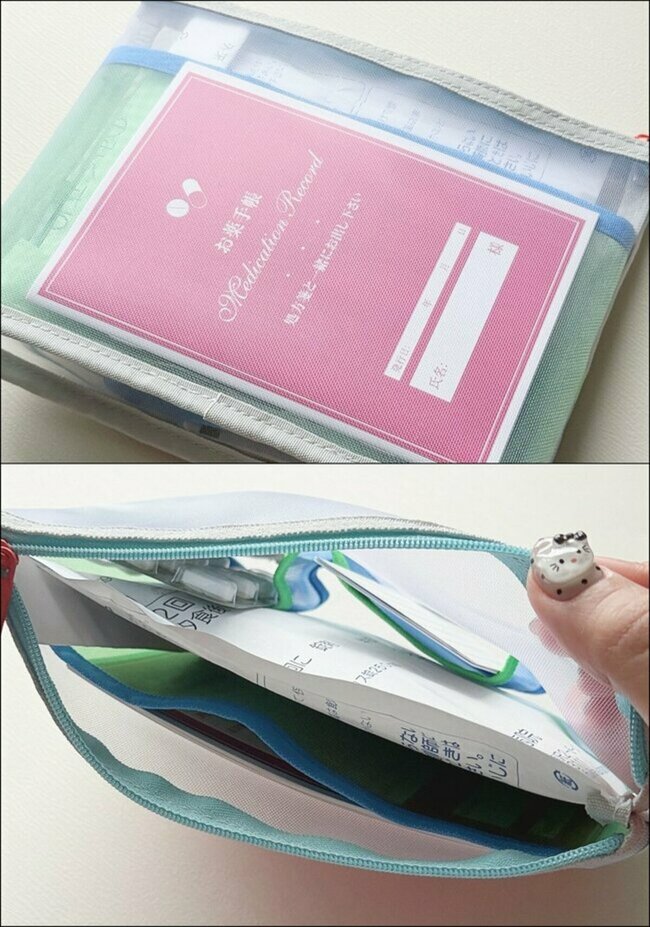 思わず2色買いしちゃったよ!セリアで見つけた“カードが40枚入るポーチ”お薬手帳や診察券をスッキリ持ち歩けます!《購入レビュー》