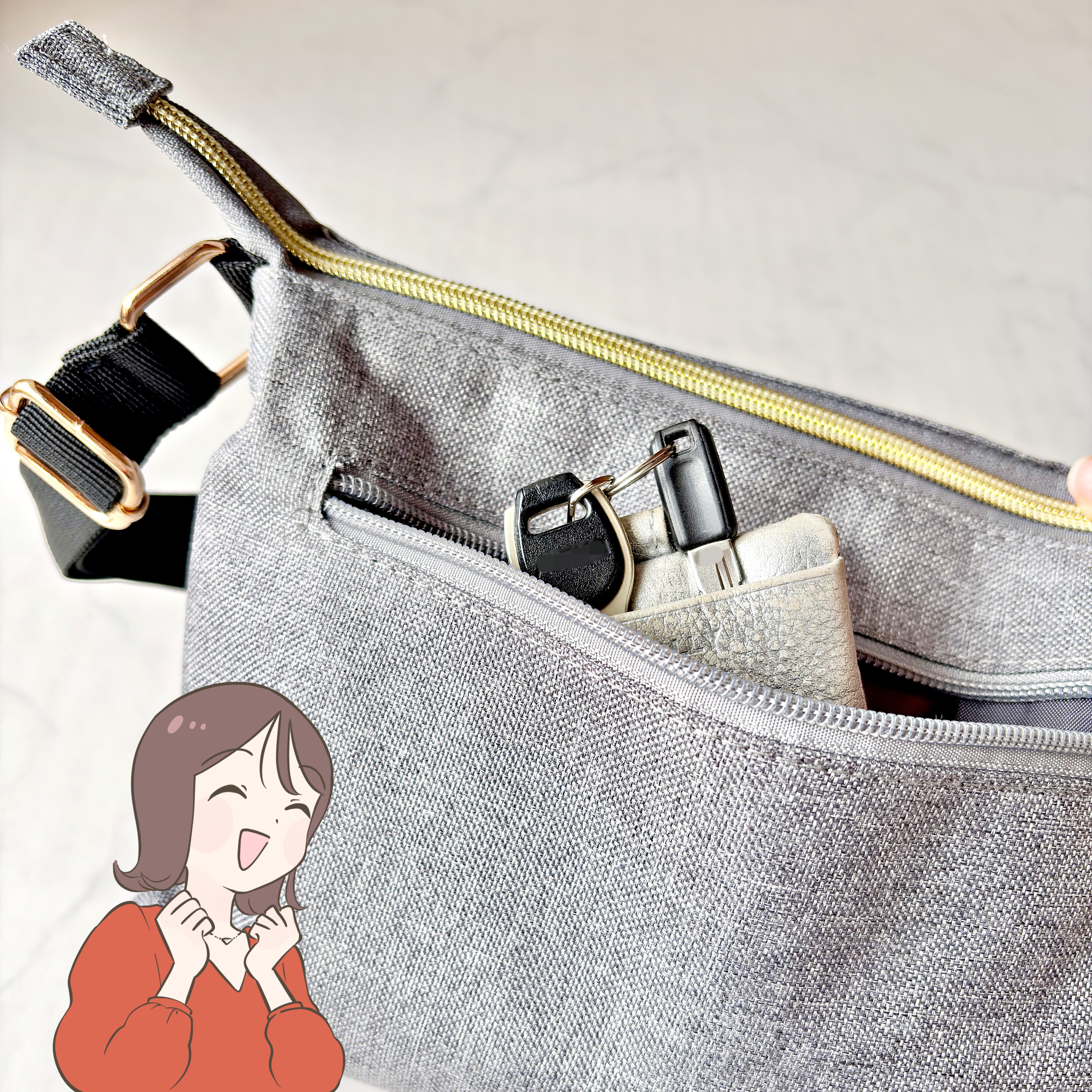 もうポーチいらないかも…！しまむらの「ポケットいっぱいバッグ」収納力が異次元すぎる！お財布がわりにも使えて便利！