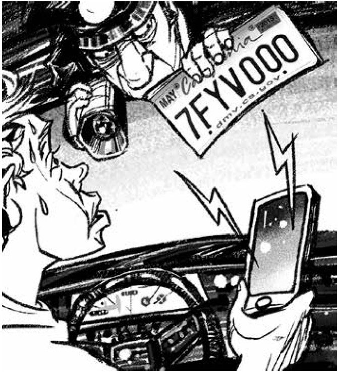 AIカメラでながら運転のチェックのイラスト