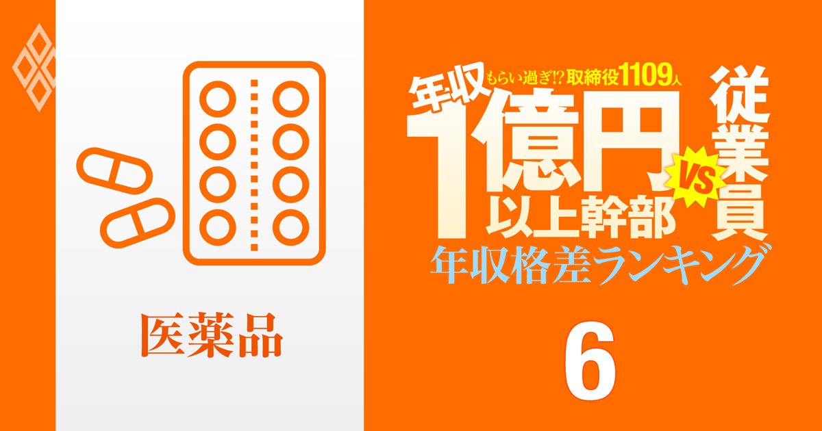 【医薬品43人】年収1億円以上の幹部vs従業員「年収格差」ランキング！リストラ続く武田薬品の社長は20億円で一般社員のなんと192倍以上…アステラス、第一三共、中外製薬、塩野義製薬、エーザイの格差の実態は？