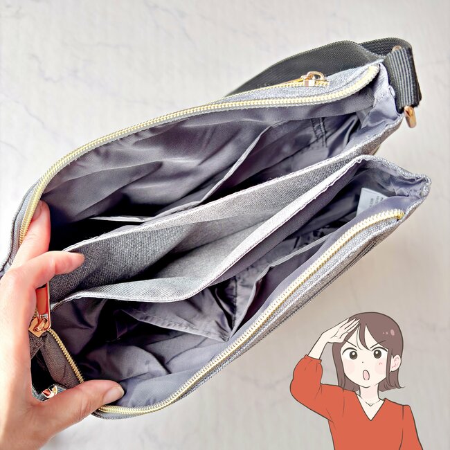 もうポーチいらないかも…！しまむらの「ポケットいっぱいバッグ」収納力が異次元すぎる！お財布がわりにも使えて便利！