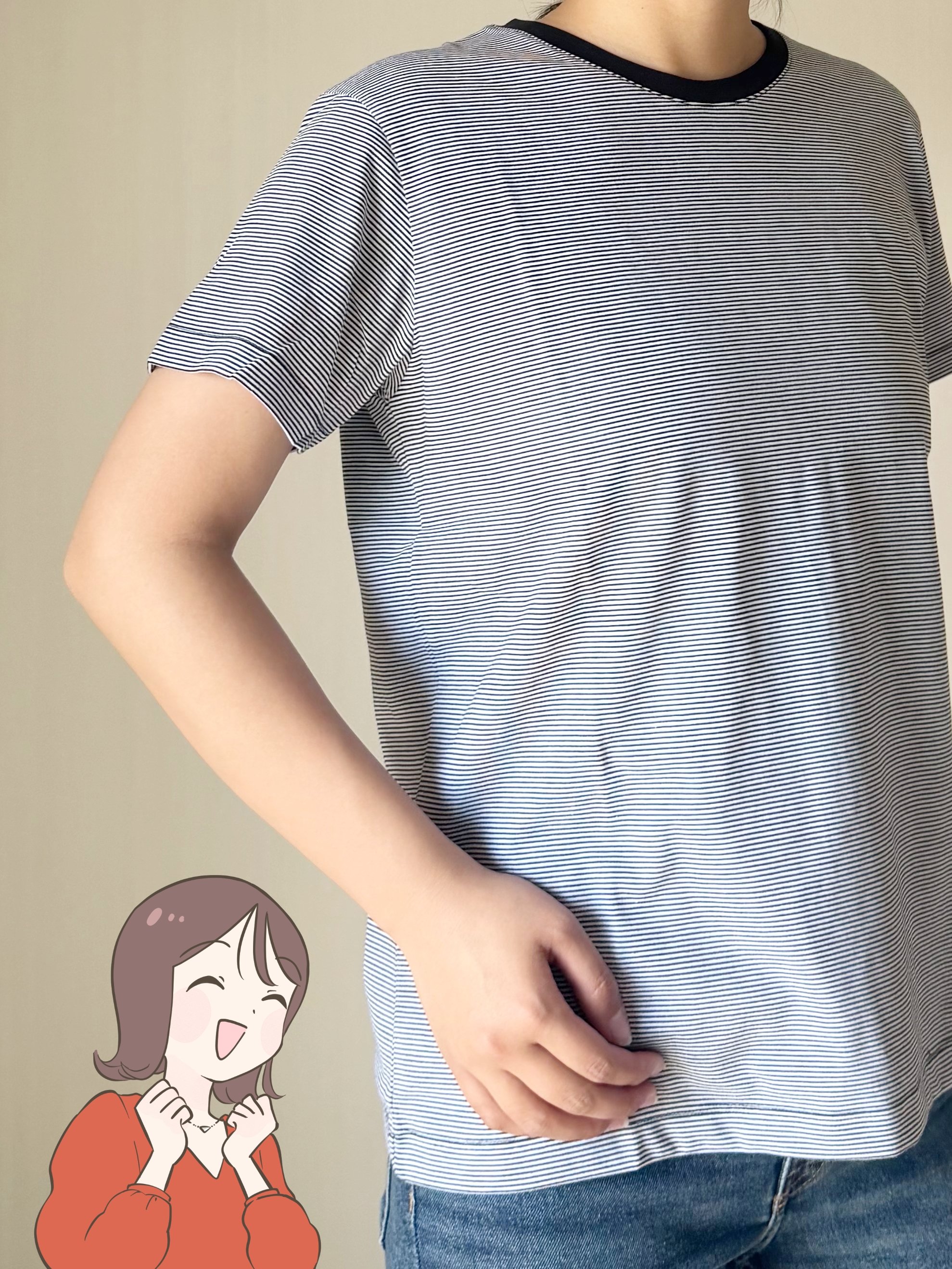 【無印良品】「何枚も持っています」「昨年も購入しリピート」990円の“レビュー絶賛Tシャツ”2枚購入して正解でした！「身体が細く見える気がします」《購入レビュー》