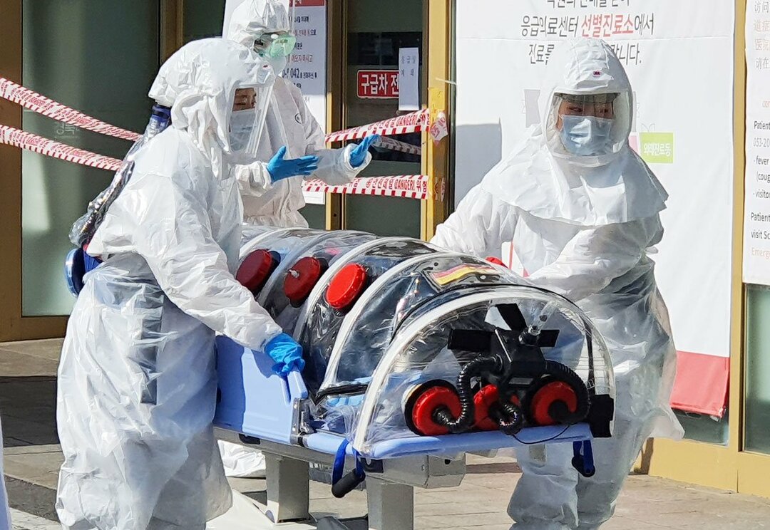 韓国でも新型肺炎の感染が広がっている(撮影日:2月19日、撮影地:韓国・大邸) Photo:EPA=JIJI