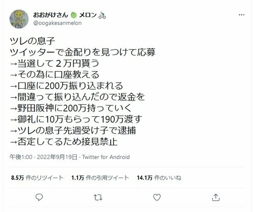 参考のツイート