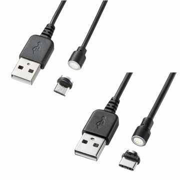 スマホやタブレットにマグネットでワンタッチ着脱できるUSBケーブル