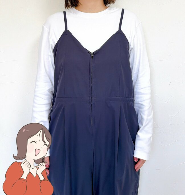  すぽんと着るだけで可愛い…！ワークマン新作の「楽ちんサロペット」サラッと着られて体型カバーできる！