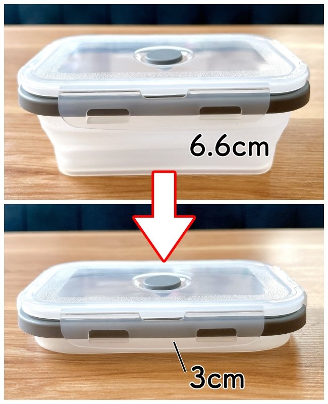 家の保存容器、全部これにしたい!カインズの「ペタンコになるフード保存容器」お弁当箱にもなるし画期的すぎる!