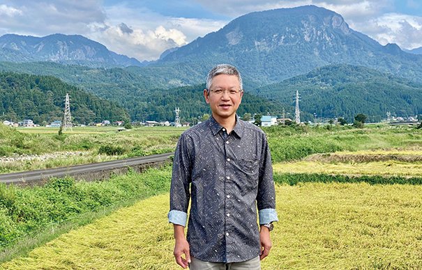 自社田と根知駒ヶ岳と渡辺〓(〓は土吉)樹さん