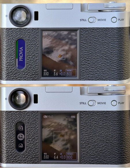 シンプルな背面には、縦型のメインタッチスクリーンとフィルム確認窓のような小型のタッチスクリーンのほか、静止画/動画の切り替えスイッチ、再生ボタンしかない。他の細かな設定は、メインタッチスクリーンを上下左右にスワイプすると表示される各種メニューで行う仕様 Photo by K.O.