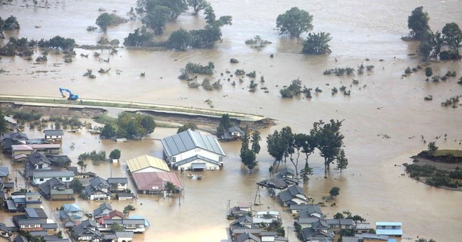 台風19号で決壊した千曲川の堤防
