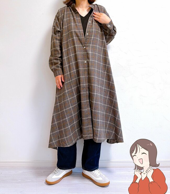 すぽっと着るだけで体型カバー！しまむらの「ふんわりシャツワンピ」レトロでかわいいし、なめらかな着心地にハマる！《購入レビュー》