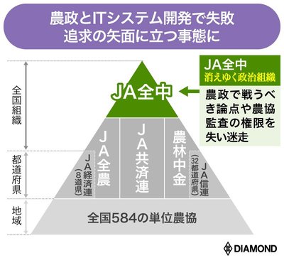 図表：農政とITシステム開発で失敗、追及の矢面に立つ事態に