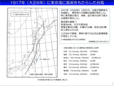 1917年(大正6年)に東京湾に高潮をもたらした台風 1917年(大正6年)に東京湾に高潮をもたらした台風