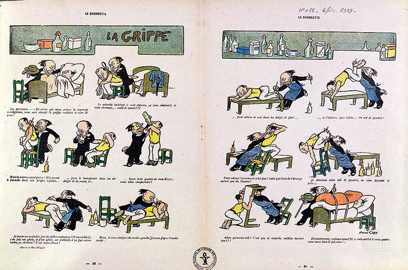 フランスの風刺雑誌「La Baionnette」。スペイン風邪がはやった1919年に発行されたもの