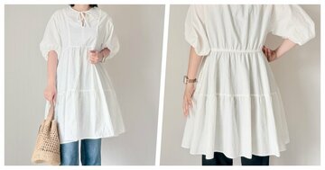 【GU】後ろ姿までカワイイ！1490円の“ふんわりワンピース”すぽんと着るだけでコーデが華やかになる！「一目惚れで衝動買い」「ウエストが細く見えます」《購入レビュー》