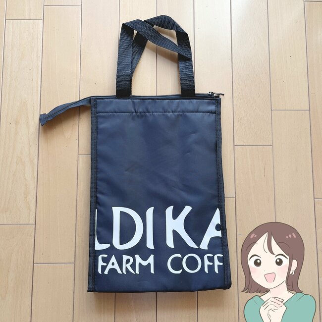牛乳がタテにすっぽり入る…!カルディの「ペタンコになる保冷バッグ」オシャレなのに軽くて使いやすい!