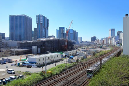 建設中の高輪ゲートウェイ駅 建設中の高輪ゲートウェイ駅