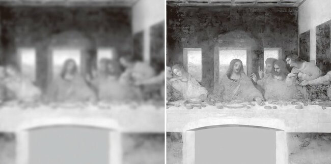 解像度の高い『最後の晩餐』の画像と解像度の低い画像