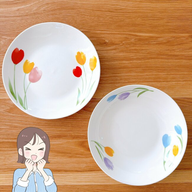 思わずまとめ買いした…！セリアの「昭和レトロな食器」チューリップ柄が可愛すぎる！