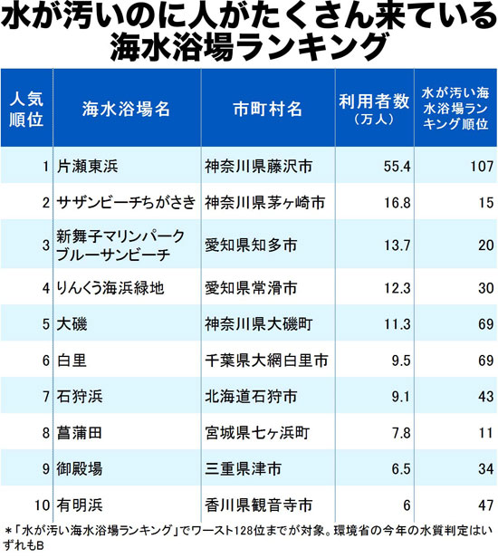 水が汚いのに人がたくさん来ている海水浴場ランキング2019