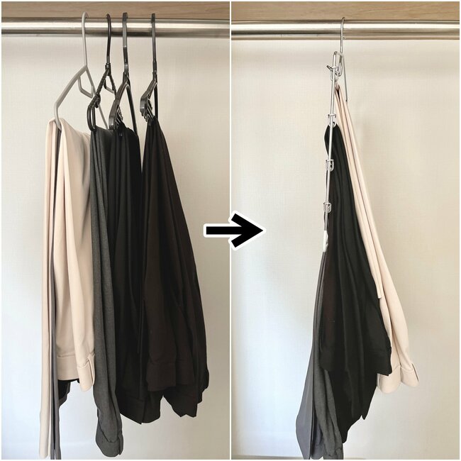 「3本購入しました」ニトリの“天才ハンガー”省スペースに5着も服をかけられる！「クローゼットがスッキリ！」「おすすめです」