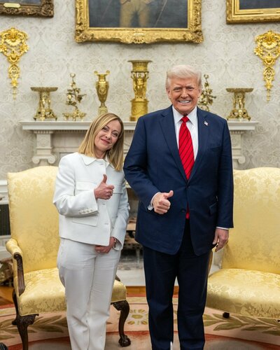 2025年4月17日にホワイトハウスを訪れた際のイタリアのメローニ首相（ホワイトハウスの公式ホームページより