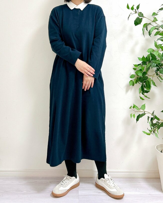 すぽんと着るだけで体型カバー！無印良品の“楽ちんワンピース”春までたっぷり着回せる！「体のラインを拾わない」「襟のワンポイントが可愛い」